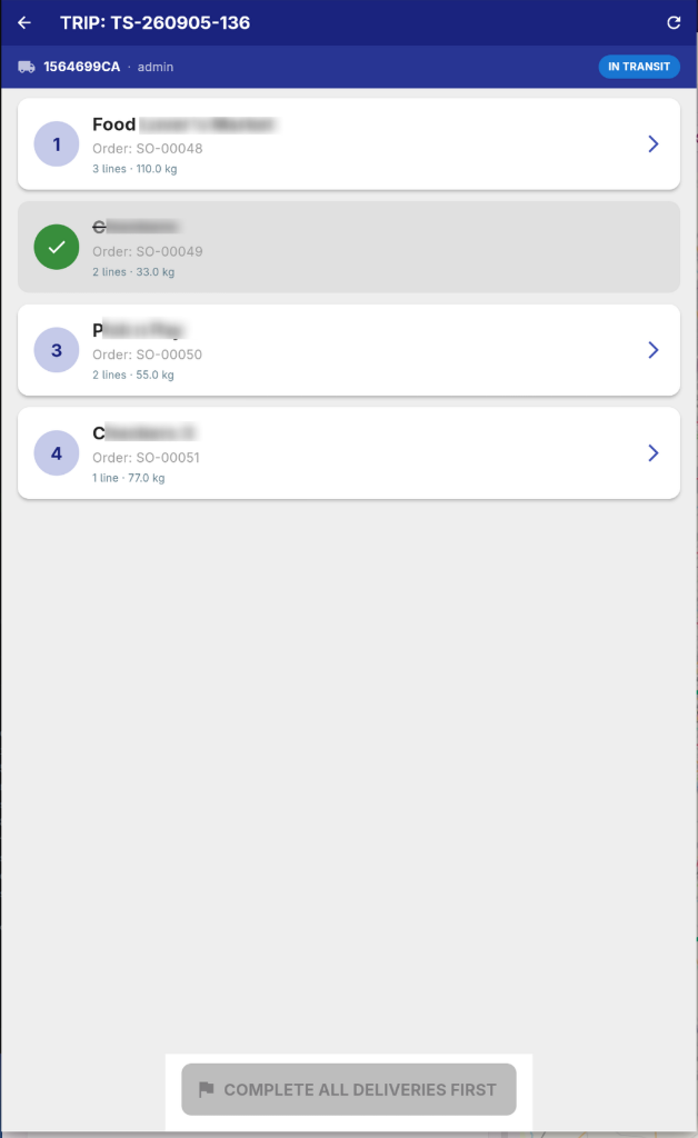 Driver App Trip Stops