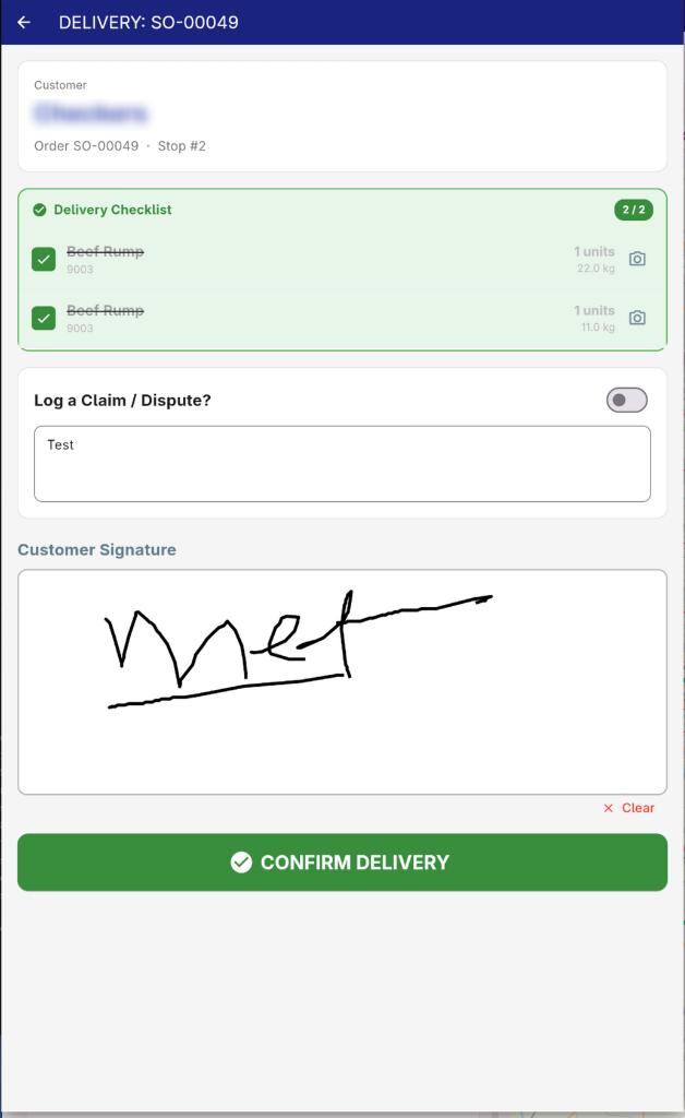 Mobile POD Signature